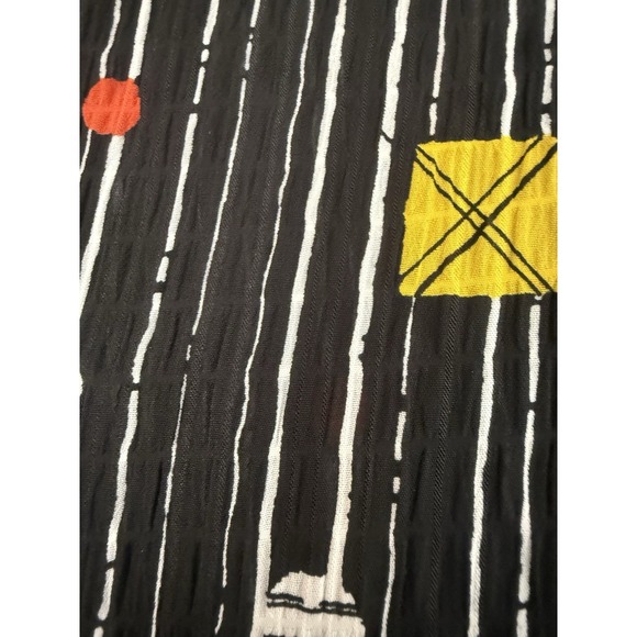 John Mark Black White Stripe 3/4 Sleev Button Up Long Tunic Womens Size M Artsy - Picture 9 of 9